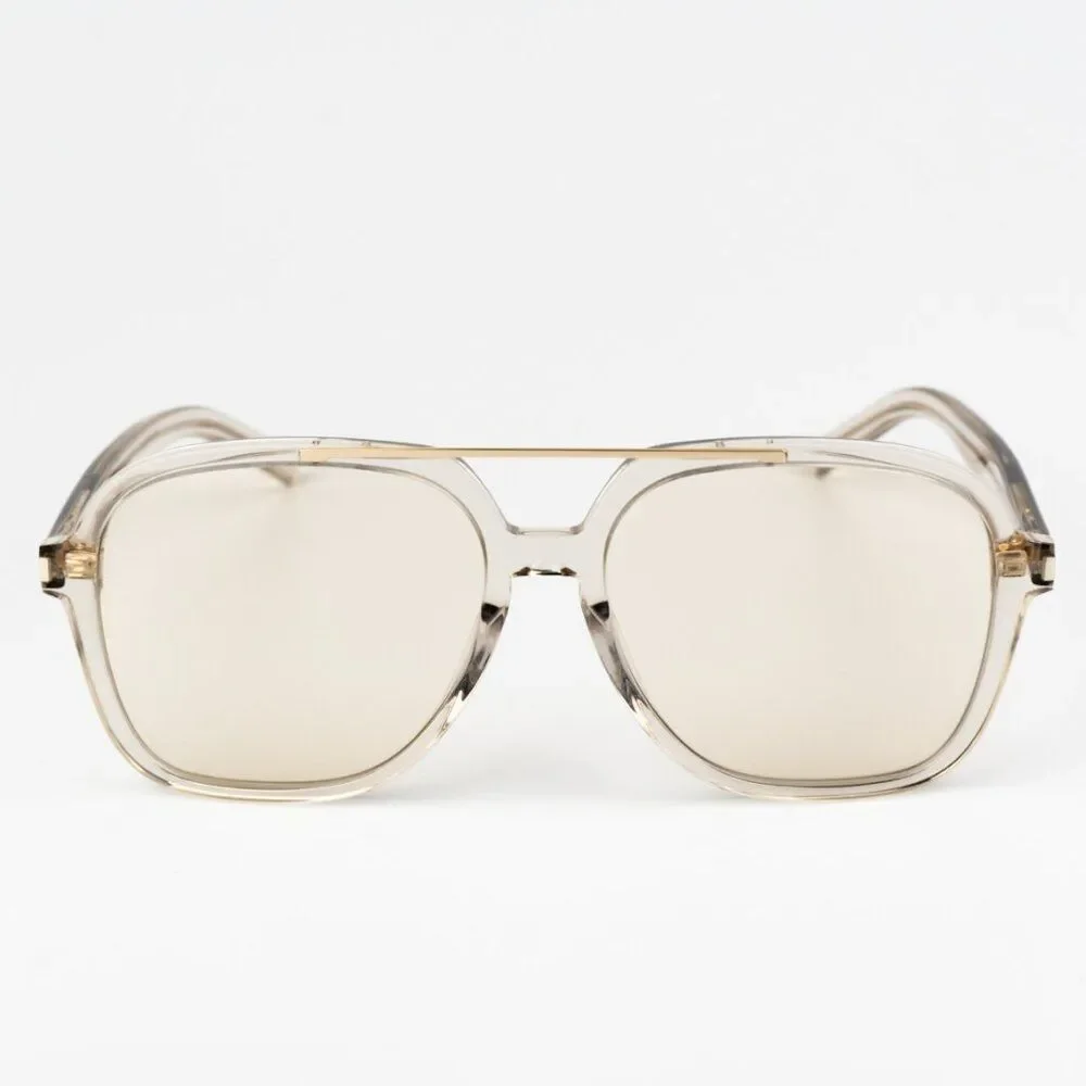 NEW Saint Laurent SL545 002 Beige Light Yellow Pilot Unisex Sunglasses